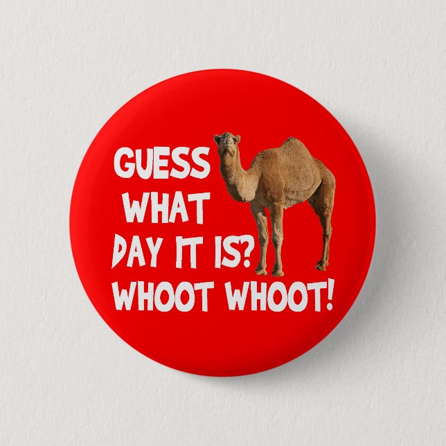 Hump Day Camel Guess What Day It Is 6 Cm Round Badge (Front)