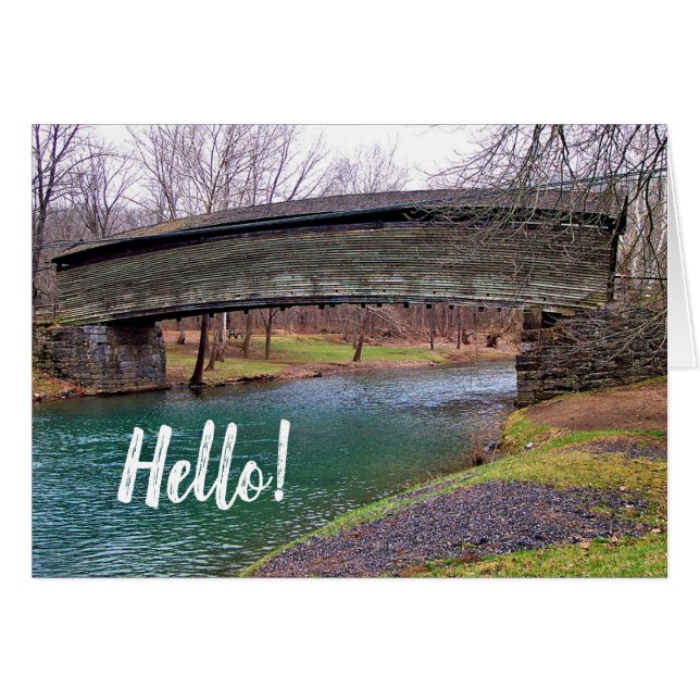 Humpback Covered Bridge VA Hello Blank Note Card (Front Horizontal)