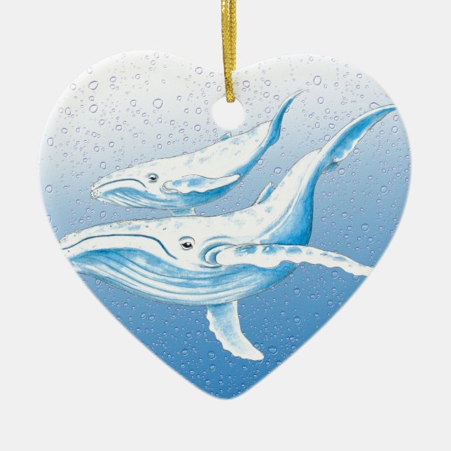 Humpback Family Ceramic Tree Decoration (Front)