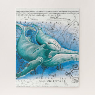Humpback Family Vintage Map Jigsaw Puzzle