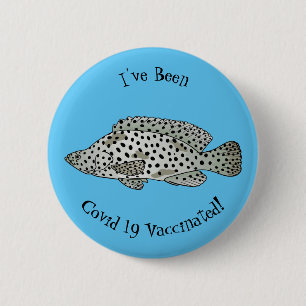 Humpback grouper fish cartoon illustration 6 cm round badge