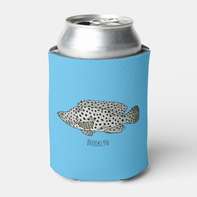 Humpback grouper fish cartoon illustration  can cooler (Can Front)