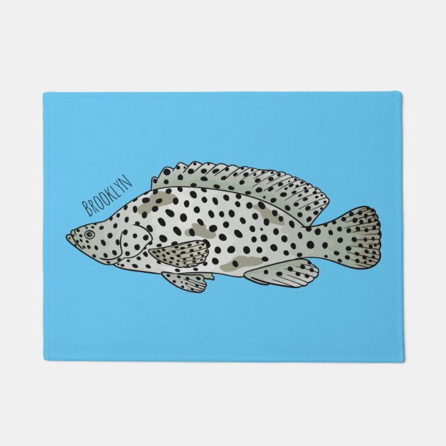 Humpback grouper fish cartoon illustration doormat (Front)