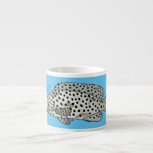 Humpback grouper fish cartoon illustration espresso cup