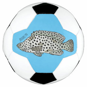 Humpback grouper fish cartoon illustration football