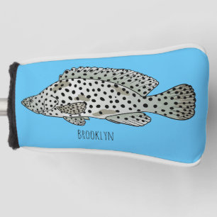 Humpback grouper fish cartoon illustration  golf head cover