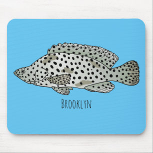 Humpback grouper fish cartoon illustration mouse mat