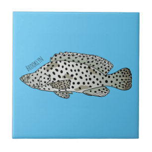 Humpback grouper fish cartoon illustration tile