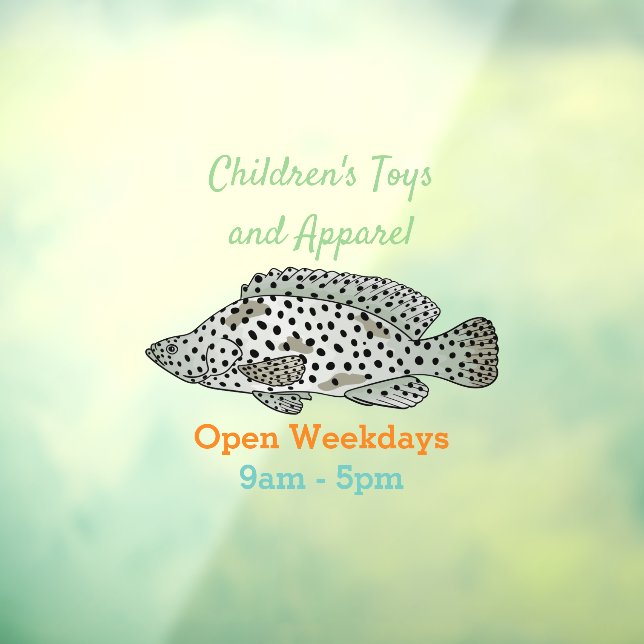 Humpback grouper fish cartoon illustration  window cling (Sheet 3)