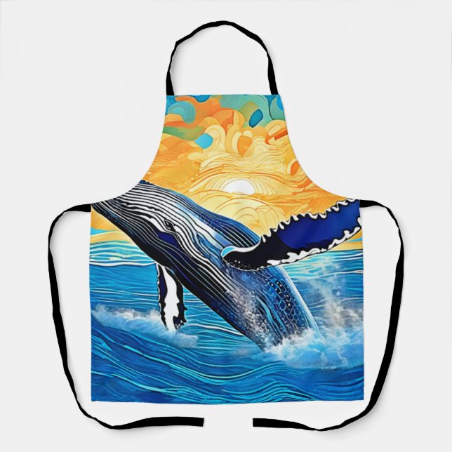 Humpback Sunset Leap Art Apron (Front)