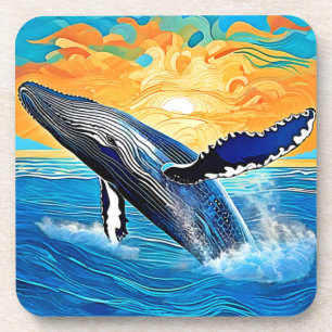 Humpback Sunset Leap Art Coaster