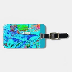 humpback whale and baby luggage tag