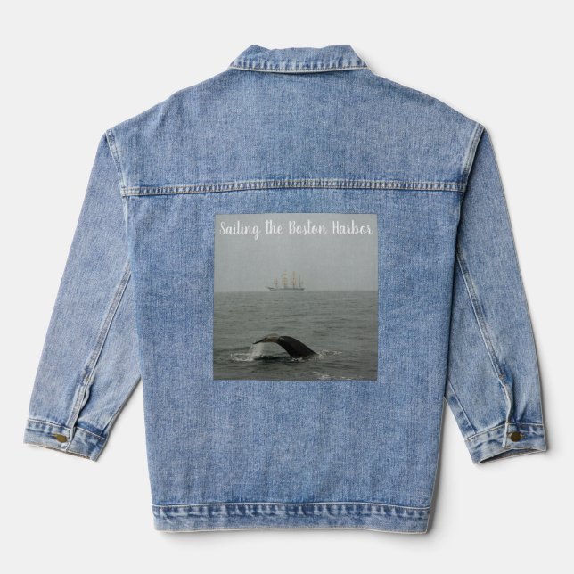 Humpback Whale and Tall Ship 2 Denim Jacket (Back)