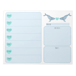 Humpback Whale Heart Weekly Planner Notepad