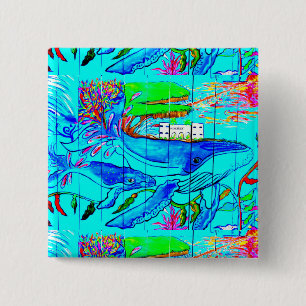 humpback whale magnet 15 cm square badge