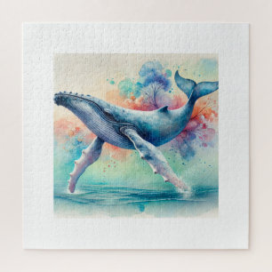 Humpback Whale Majesty 170924AREF119 - Watercolor Jigsaw Puzzle