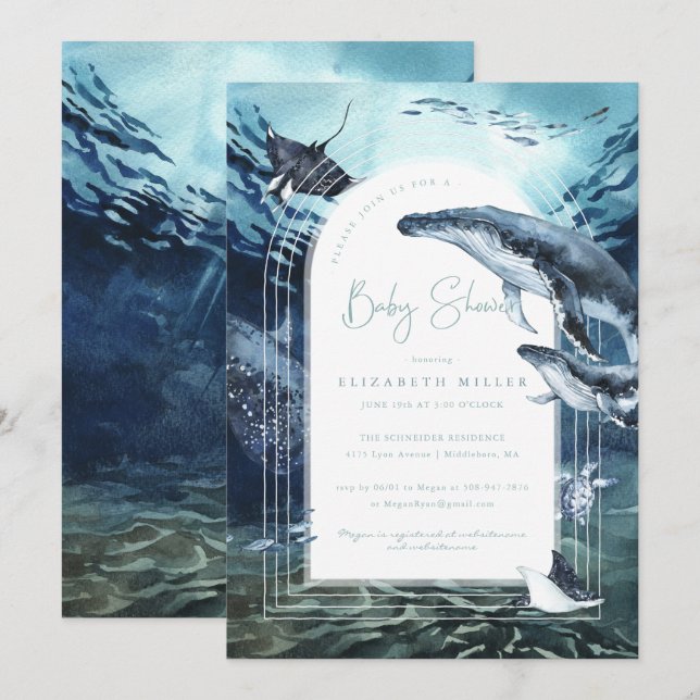 Humpback Whale Ocean Baby Shower Invitation (Front/Back)