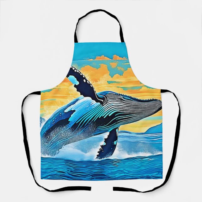 Humpback Whale Ocean Freedom Jump Design Apron (Front)