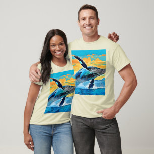 Humpback Whale Ocean Freedom Jump Design T-Shirt