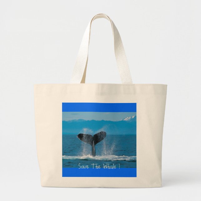 Humpback Whale, Save The Whale ! Large Tote Bag (Front)