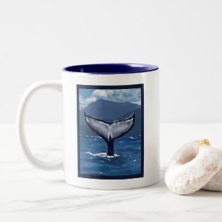Humpback Whale Tail Illustration Hawaiian Quote Two-Tone Coffee Mug