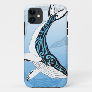 Humpback Whale Tribal Blue Art iPhone 11 Case