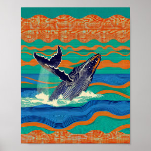 Humpback Whale Woodblock Print