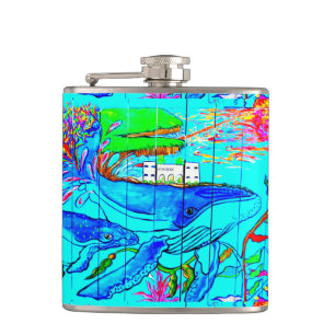 humpback whales hip flask