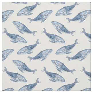 Humpback Whales in Watercolor Fabric