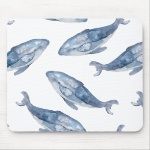 Humpback Whales in Watercolor Mouse Mat