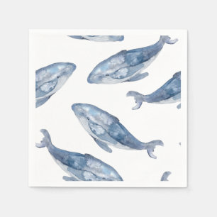 Humpback Whales in Watercolor Napkin