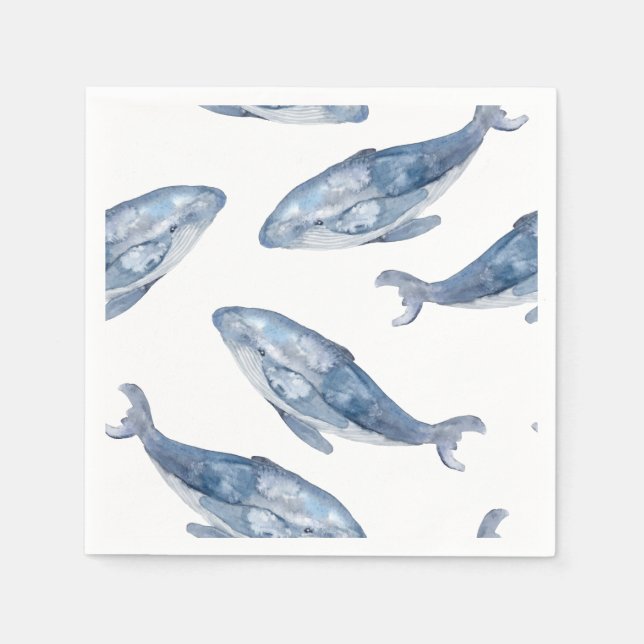 Humpback Whales in Watercolor Napkin (Front)