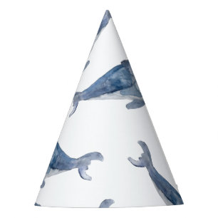 Humpback Whales in Watercolor Party Hat