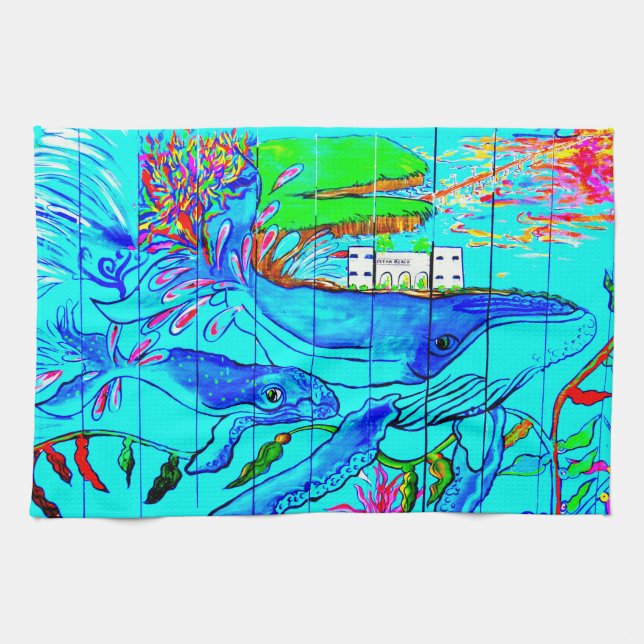 humpback whales kitchen towel (Horizontal)
