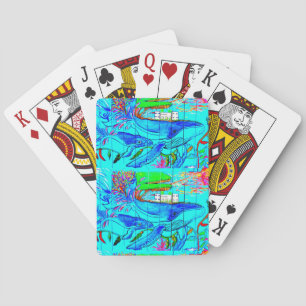humpback whales playing cards