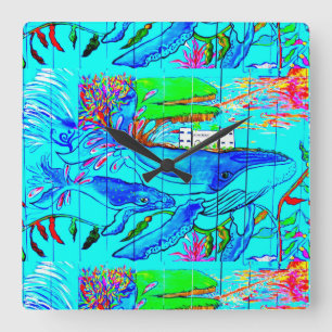 humpback whales wall clock