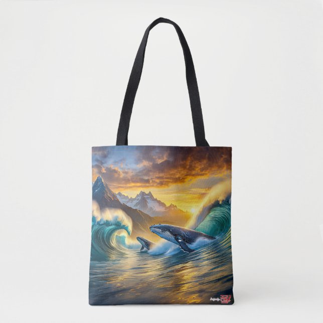 Humpbacks at Sunset Design by rich AMeN Gill Tote Bag (Front)