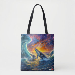 Humpbacks In Space Design by Rich AMeN Gill Tote Bag