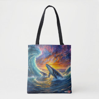 Humpbacks In Space Design by Rich AMeN Gill Tote Bag