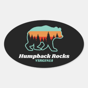 Humpbacks Rocks Virginia VA Bear Retro Gift Oval Sticker