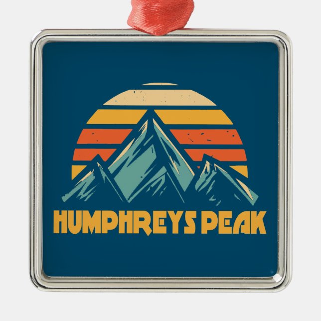 Humphreys Peak Arizona Retro Turquoise Metal Tree Decoration (Front)