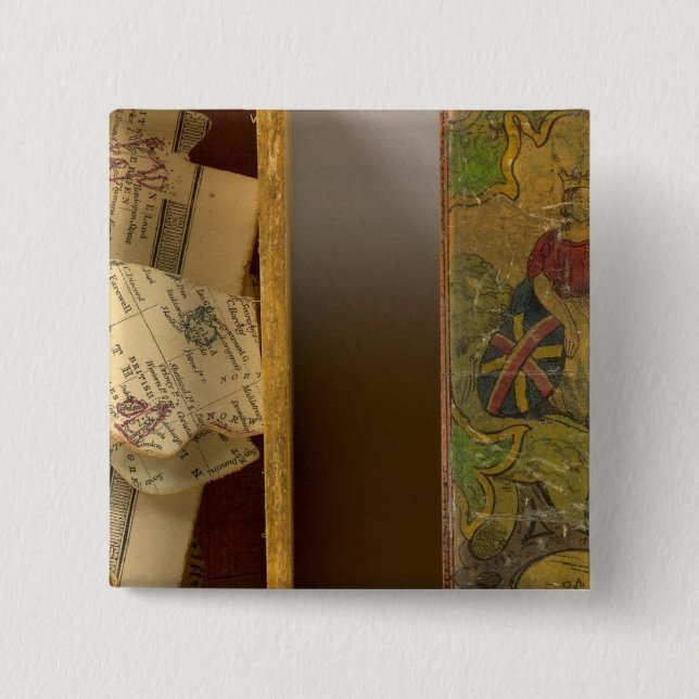 Humphries dissected world map 15 cm square badge (Front)