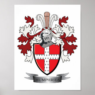 Humphries Family Crest Coat of Arms Poster