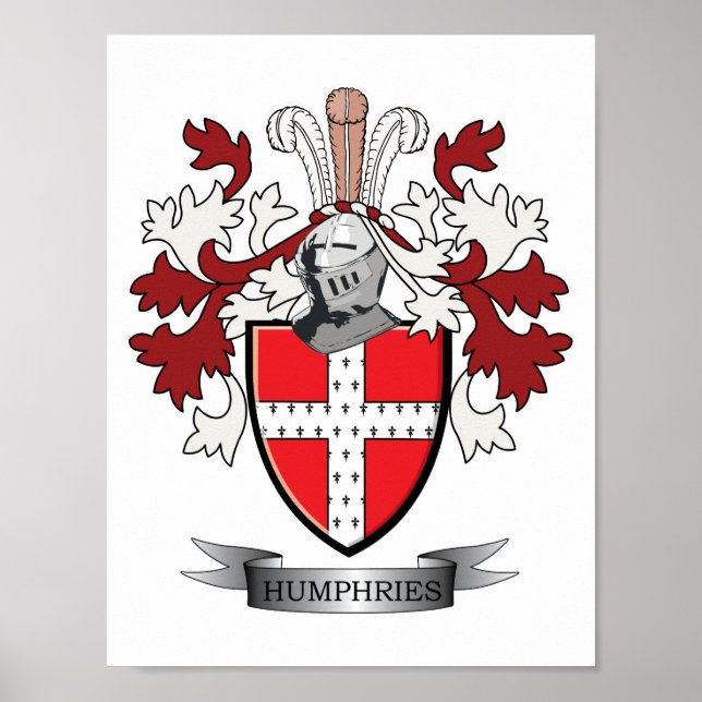 Humphries Family Crest Coat of Arms Poster (Front)