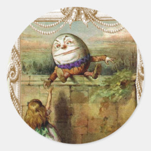 Humpty Dumpt and Alice Classic Round Sticker