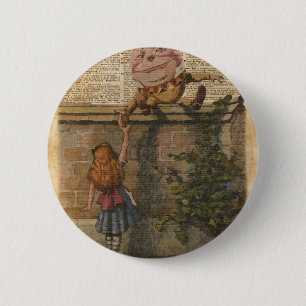 Humpty Dumpty & Alice Vintage Book Illustration 6 Cm Round Badge