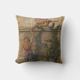 Humpty Dumpty & Alice Vintage Book Illustration Cushion