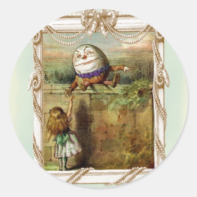 Humpty Dumpty and Alice Classic Round Sticker (Front)
