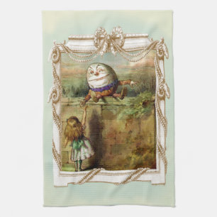 Humpty Dumpty and Alice Tea Towel