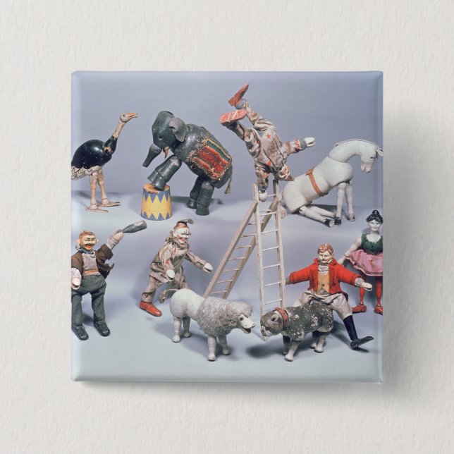 Humpty Dumpty Circus acrobats and menagerie 15 Cm Square Badge (Front)